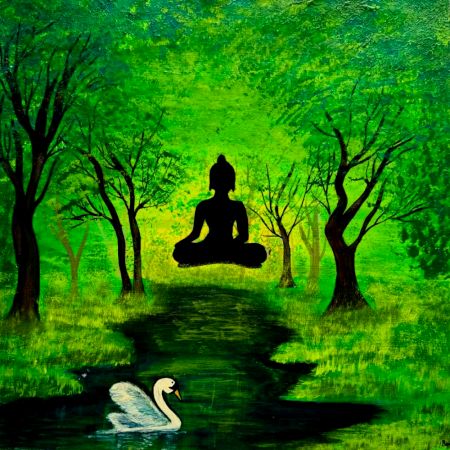 Calm Buddha in Nature Canvas Painting
